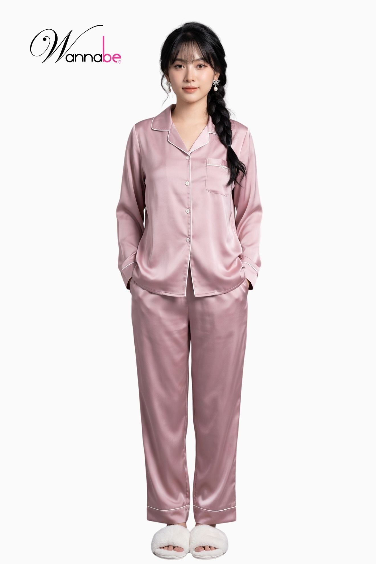 do bo mac nha wannabe bd30p pijama nu quan dai vien lai don gian tre trung
