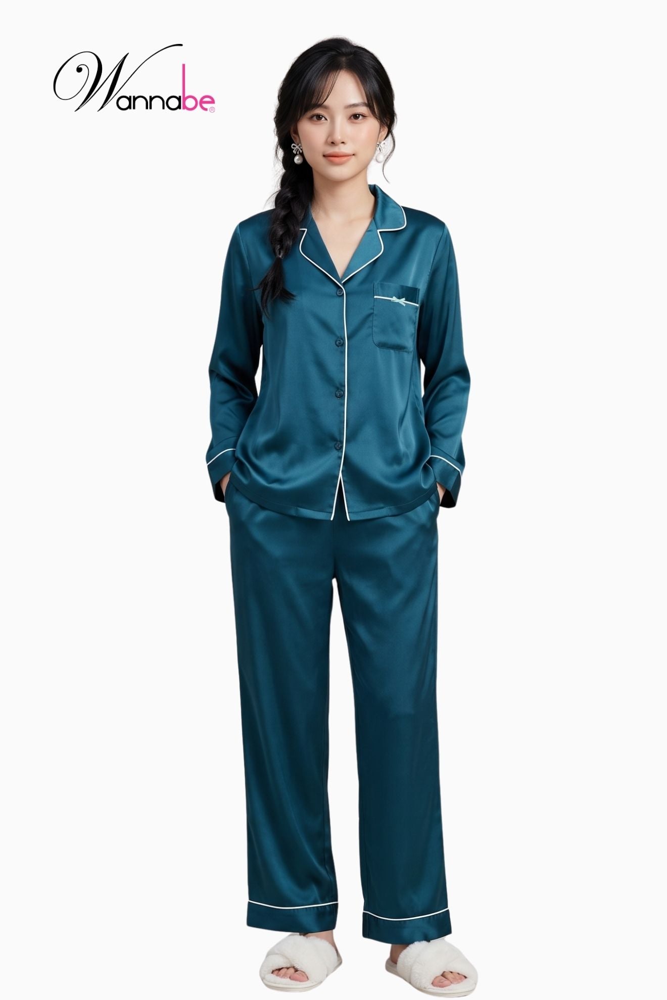 do bo mac nha wannabe bd30p pijama nu quan dai vien lai don gian tre trung