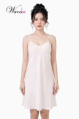 Đầm ngủ lụa WANNABE DN612 váy ngủ tối giản, 2 dây êm dịu thỏai mái, trẻ trung chăm sóc làn da, nâng niu giấc ngủ của bạn