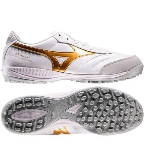 Giày đá bóng cỏ nhân tạo Mizuno Morelia Sala Pro AS TF - White/Gold Q1GB261350