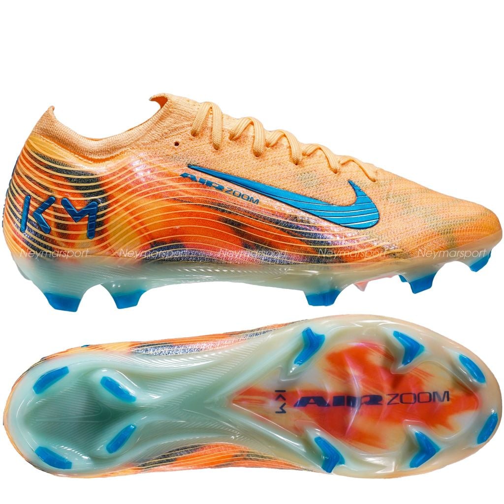 Giày đá bóng cỏ tự nhiên Nike Air Zoom Mercurial Vapor 16 Elite FG Mbappé Personal Edition - Melon Tint/Neo Turquoise/Igloo FQ8683-801