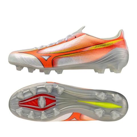 Giày đá bóng cỏ tự nhiên Mizuno Alpha III Made in Japan FG Prism White - White/Lava Orange/Evening Primrose P1GA266054