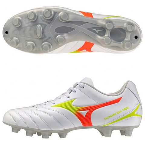 Giày đá bóng cỏ tự nhiên Mizuno Monarcida Neo III Select FG Prism White - White/Evening Primrose/Lava Orange P1GA262554