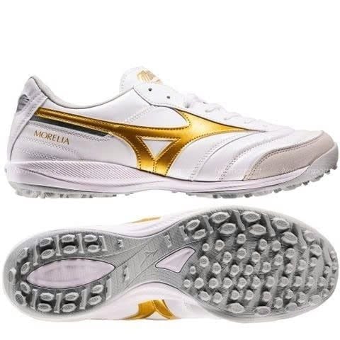 Giày đá bóng cỏ nhân tạo Mizuno Morelia Sala Elite AS TF - White/Gold Q1GB261250