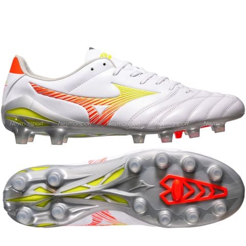 Giày đá bóng cỏ tự nhiên Mizuno Morelia Neo V Pro FG Prism White - White/Evening Primrose/Lava Orange P1GA268454