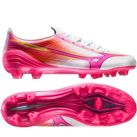 Giày đá bóng cỏ tự nhiên Mizuno Alpha III Made in Japan FG Blazing Flair - White/Fuchsia Purple P1GA266064