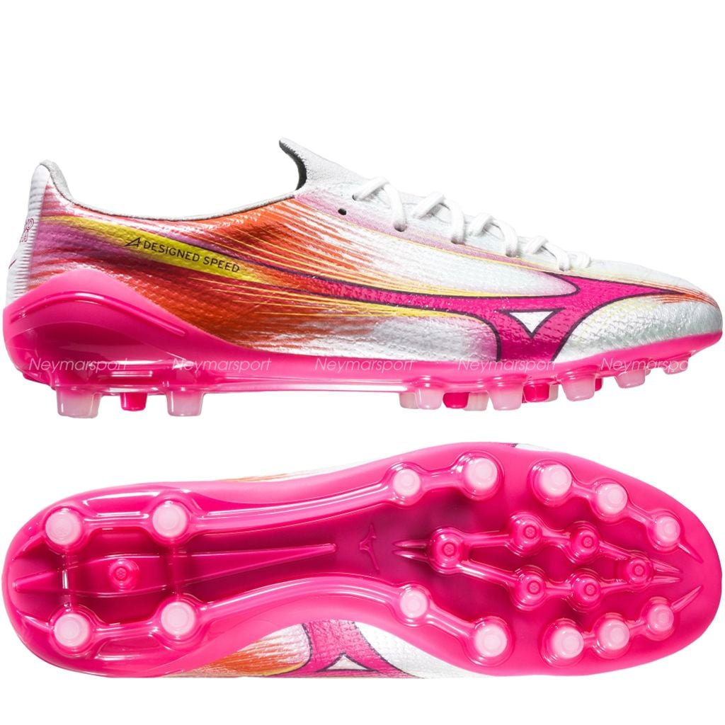 Giày đá bóng cỏ tự nhiên Mizuno Alpha III Elite AG Blazing Flair - White/Fuchsia Purple P1GA266364