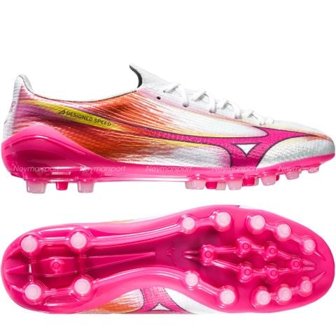 Giày đá bóng cỏ tự nhiên Mizuno Alpha III Elite AG Blazing Flair - White/Fuchsia Purple P1GA266364