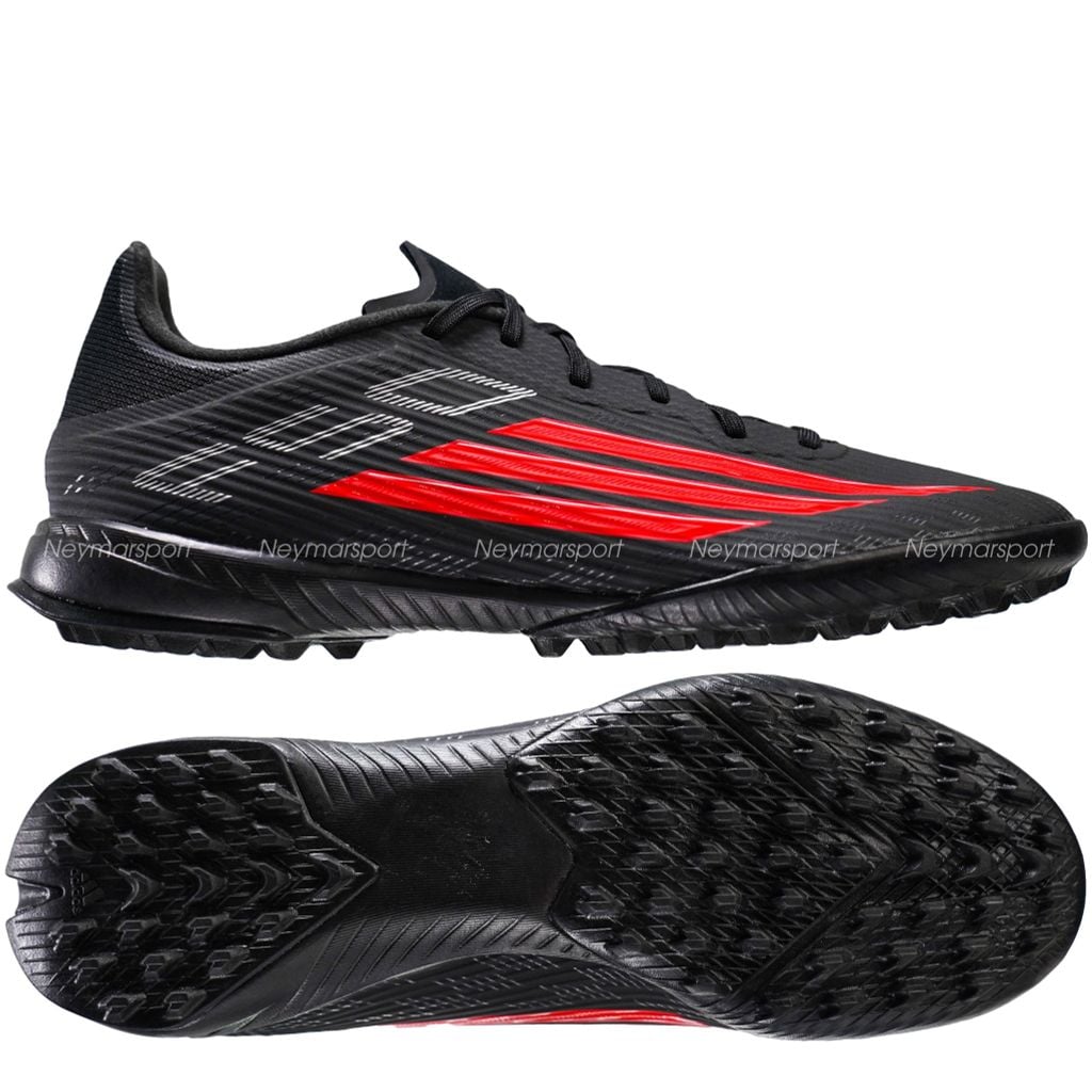 Giày đá bóng cỏ nhân tạo Adidas F50 League TF Black Pack - Black/Lucid Red JR8977