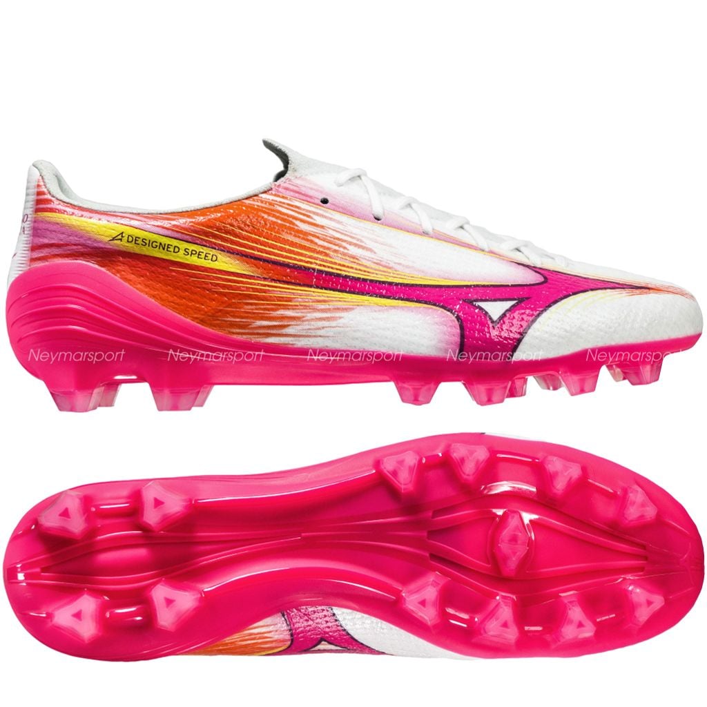 Giày đá bóng cỏ tự nhiên Mizuno Alpha III Pro FG Blazing Flair - White/Fuchsia Purple P1GA266464