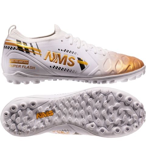 Giày đá bóng cỏ nhân tạo NMS SUPER FLASH TF - White/Gold