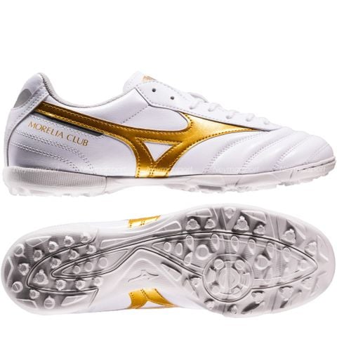Giày đá bóng cỏ nhân tạo Mizuno Morelia II Club AS TF - White/Gold P1GD260850