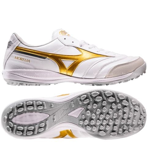 Giày đá bóng cỏ nhân tạo Mizuno Morelia Sala Elite AS TF - White/Gold Q1GB261250