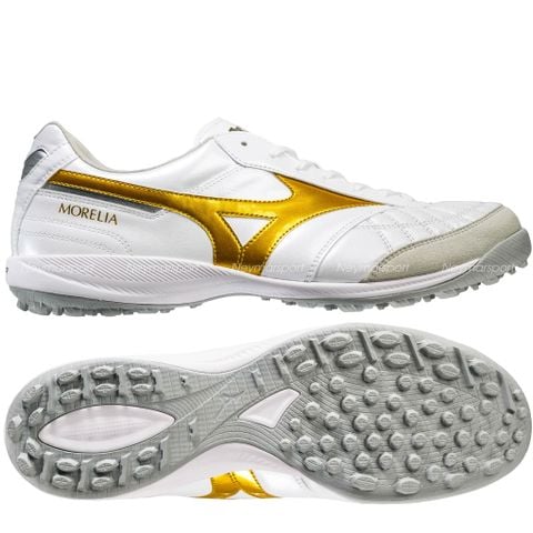 Giày đá bóng cỏ nhân tạo Mizuno Morelia Sala Made in Japan AS TF Bright Gold - White/Gold Q1GB260250