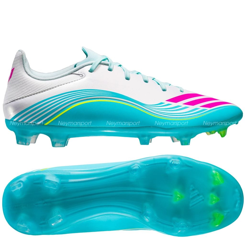 Giày đá bóng cỏ tự nhiên Adidas F50 Messi League FG - Ftwr White/Lucid Pink/Flash Aqua JQ0954