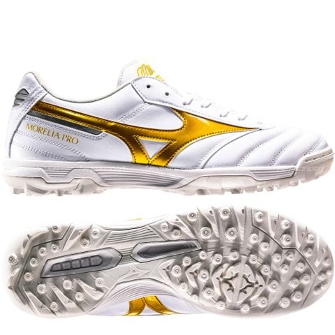 Giày đá bóng cỏ nhân tạo Mizuno Morelia II Pro AS TF - White/Gold P1GD260650