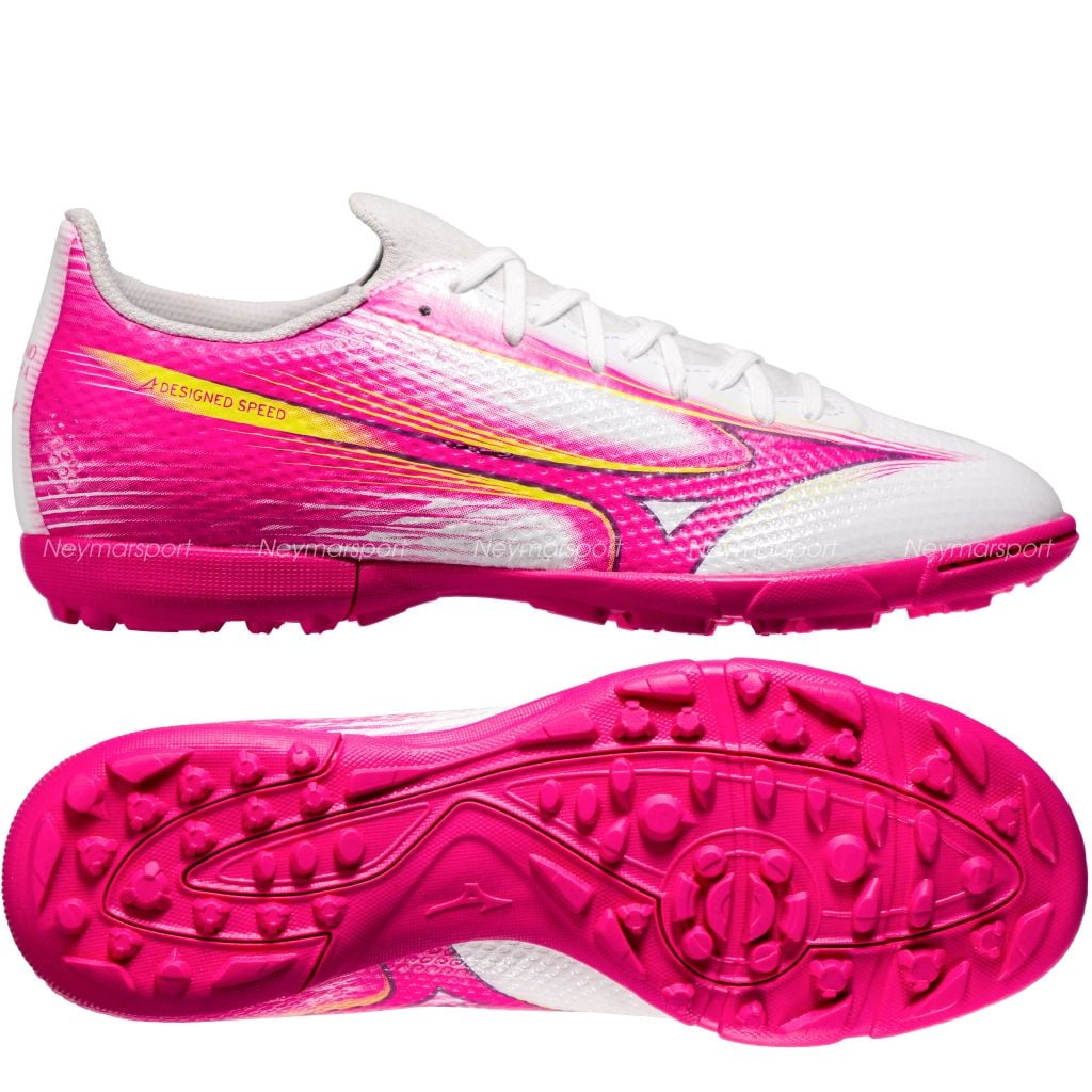 Giày đá bóng cỏ nhân tạo Mizuno Alpha III Select AS TF Blazing Flair - White/Fuchsia Purple KIDS P1GE266564
