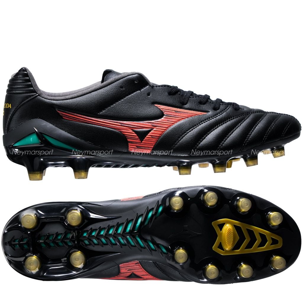 Giày đá bóng cỏ tự nhiên Mizuno Monarcida Neo III PRO FG Bright Black - Black/Red