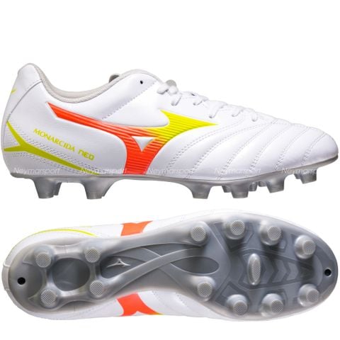 Giày đá bóng cỏ tự nhiên Mizuno Monarcida Neo III Select FG Prism White - White/Evening Primrose/Lava Orange P1GA262554