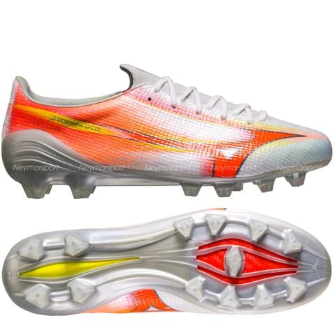 Giày đá bóng cỏ tự nhiên Mizuno Alpha III Made in Japan FG Prism White - White/Lava Orange/Evening Primrose P1GA266054