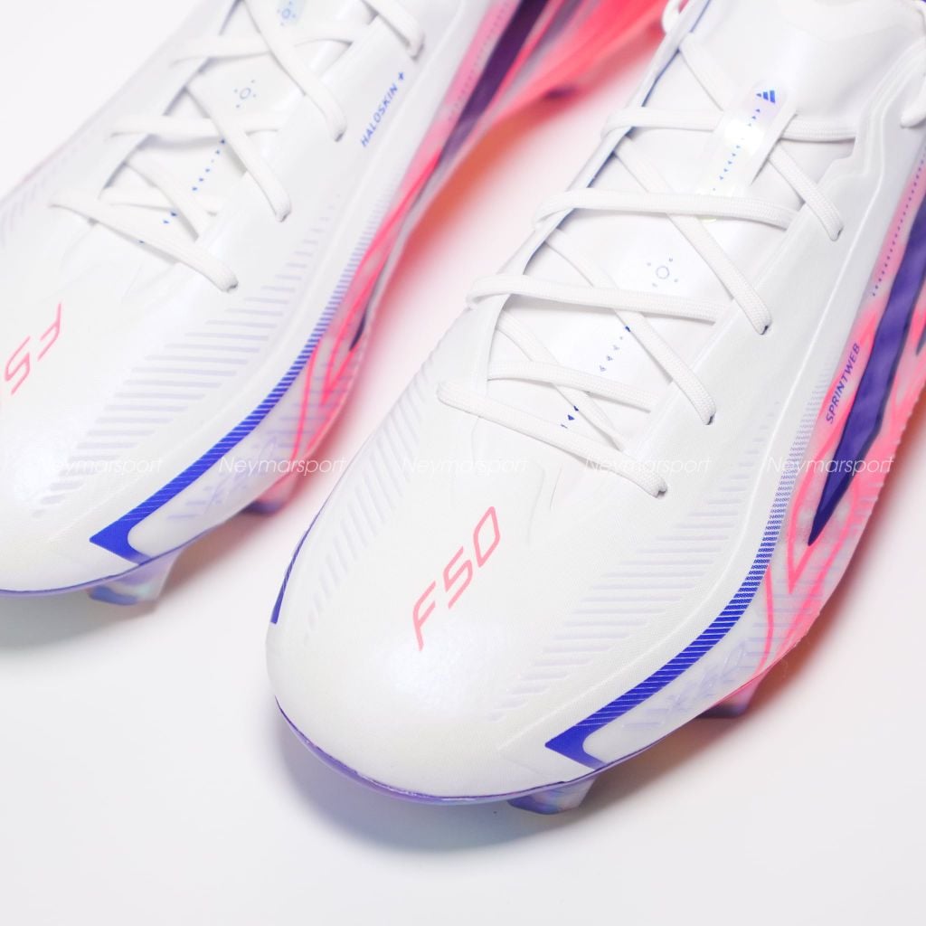 Giày đá bóng cỏ tự nhiên Adidas F50 Hyperfast Elite FG Chaos vs Control - Footwear white/Solar Purple/Solar Turbo KJ3432