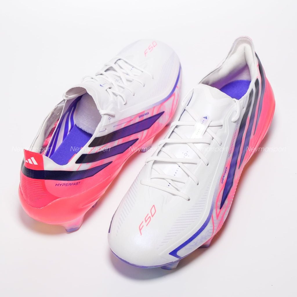 Giày đá bóng cỏ tự nhiên Adidas F50 Hyperfast Elite FG Chaos vs Control - Footwear white/Solar Purple/Solar Turbo KJ3432