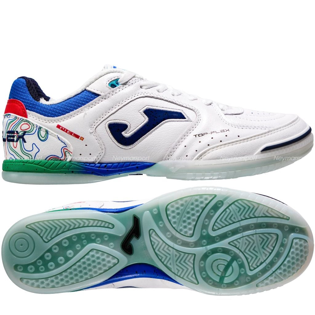 Giày đá bóng Futsal Joma Top Flex 2632 IN - White/Blue TOPW2632IN