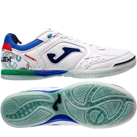 Giày đá bóng Futsal Joma Top Flex 2632 IN - White/Blue TOPW2632IN