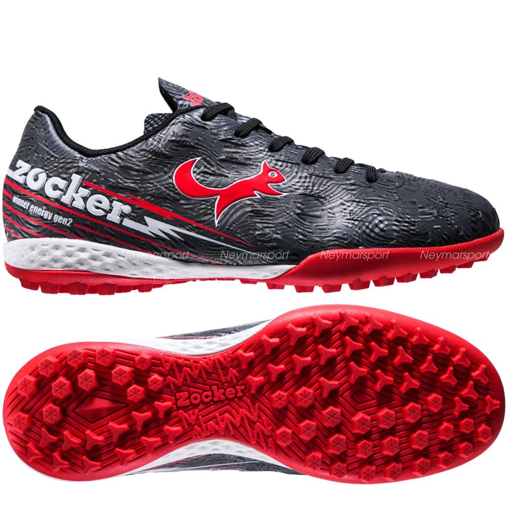 Giày đá bóng cỏ nhân tạo Zocker Winner Energy Gen II - Black/Red SNS-010-BR