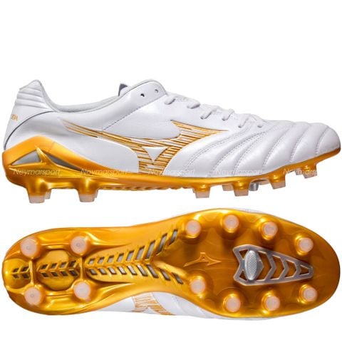 Giày đá bóng cỏ tự nhiên Mizuno Monarcida Neo III ELITE FG - White/Gold P1GA262050