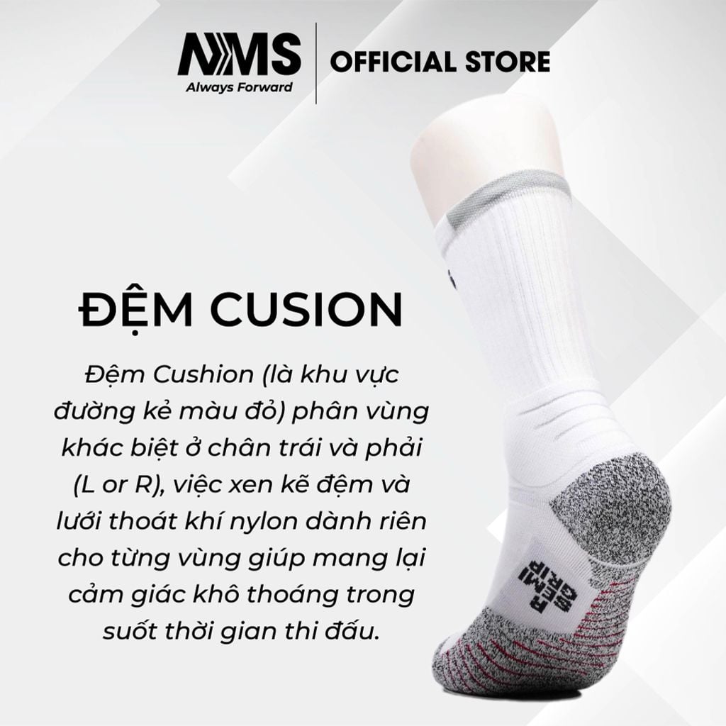 Vớ vân chống trơn NMS SEMI GRIP 1.0 Crew Sock