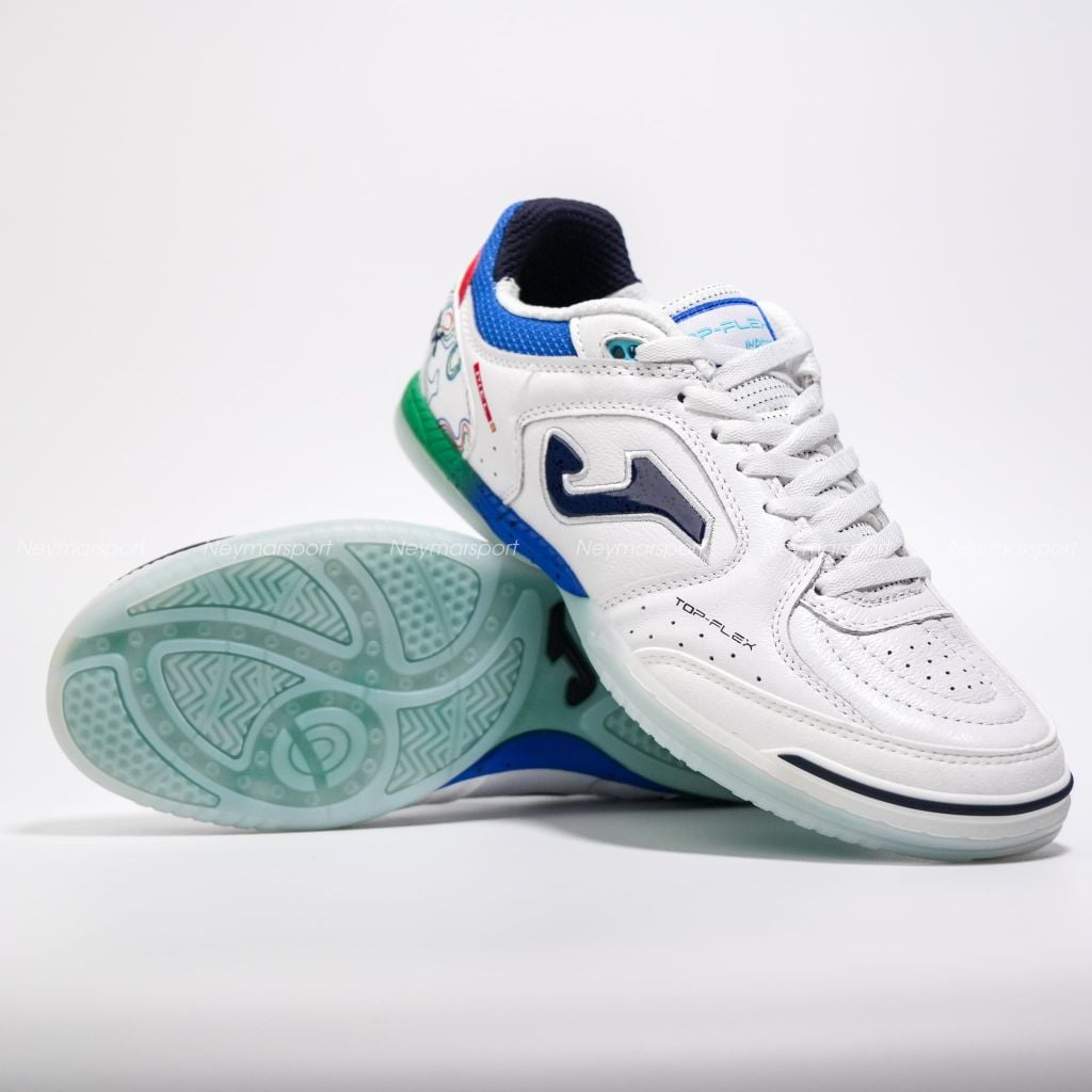 Giày đá bóng Futsal Joma Top Flex 2632 IN - White/Blue TOPW2632IN