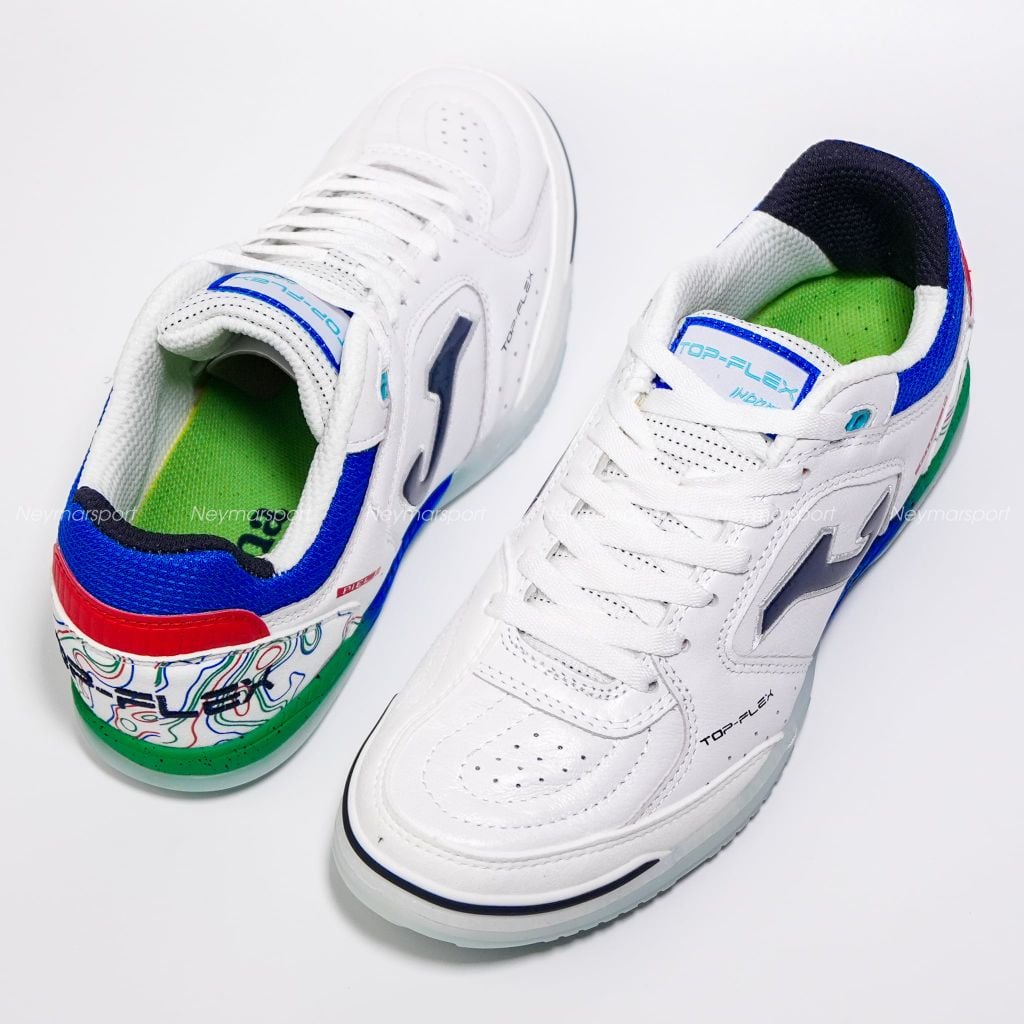 Giày đá bóng Futsal Joma Top Flex 2632 IN - White/Blue TOPW2632IN