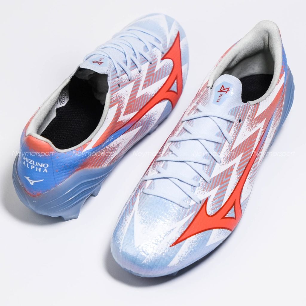 Giày đá bóng cỏ tự nhiên Mizuno Alpha III ELITE FG Serene Spark - Blue Finch/Cornflower Blue/Lava Orange