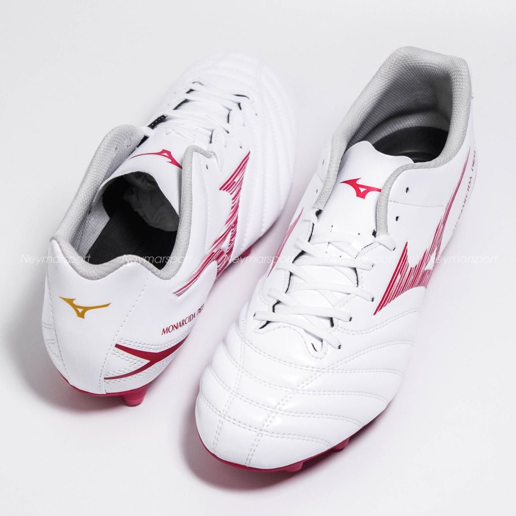 Giày đá bóng cỏ tự nhiên Mizuno Monarcida Neo III Select FG - White/MORELIA 40th Red P1GA262560