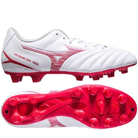 Giày đá bóng cỏ tự nhiên Mizuno Monarcida Neo III Select FG - White/MORELIA 40th Red P1GA262560