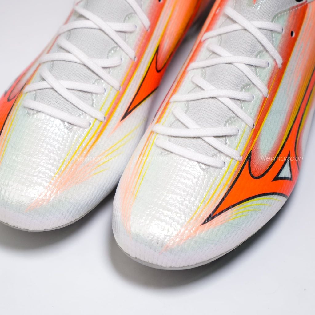 Giày đá bóng cỏ tự nhiên Mizuno Alpha III Made in Japan FG Prism White - White/Lava Orange/Evening Primrose P1GA266054