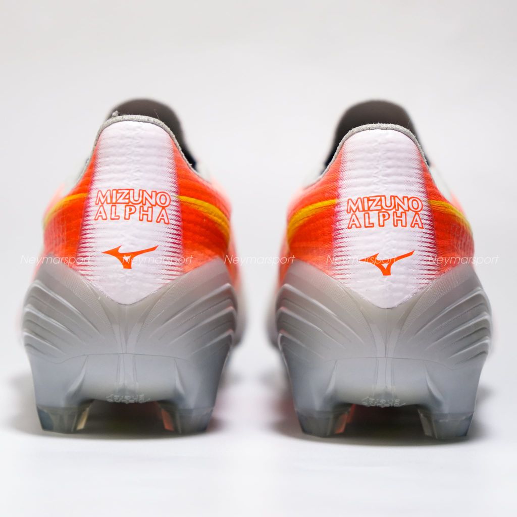Giày đá bóng cỏ tự nhiên Mizuno Alpha III Made in Japan FG Prism White - White/Lava Orange/Evening Primrose P1GA266054