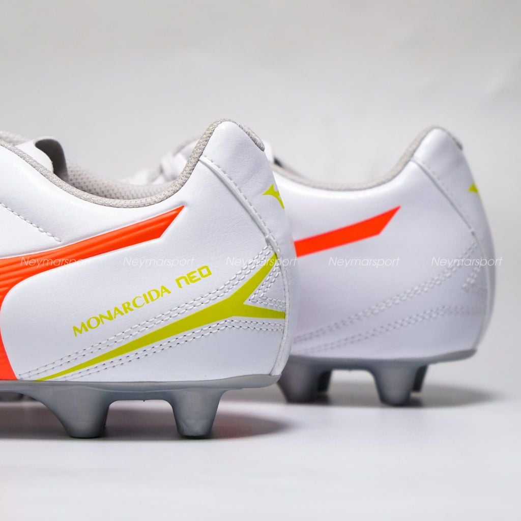 Giày đá bóng cỏ tự nhiên Mizuno Monarcida Neo III Select FG Prism White - White/Evening Primrose/Lava Orange P1GA262554