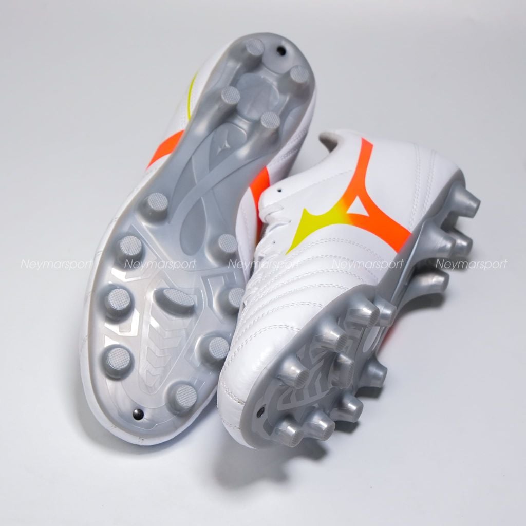 Giày đá bóng cỏ tự nhiên Mizuno Monarcida Neo III Select FG Prism White - White/Evening Primrose/Lava Orange P1GA262554