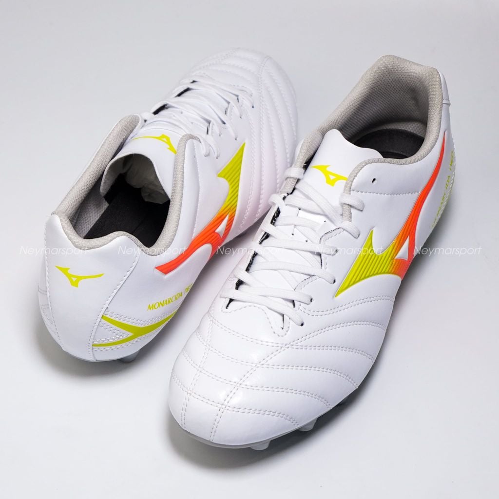 Giày đá bóng cỏ tự nhiên Mizuno Monarcida Neo III Select FG Prism White - White/Evening Primrose/Lava Orange P1GA262554
