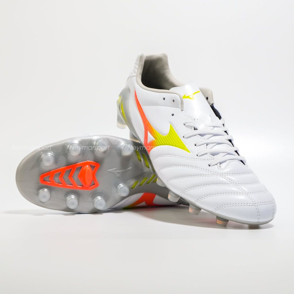 Giày đá bóng cỏ tự nhiên Mizuno Monarcida Neo III PRO FG Prism White - White/Evening Primrose/Lava Orange P1GA262254
