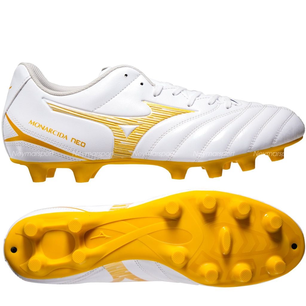 Giày đá bóng cỏ tự nhiên Mizuno Monarcida Neo III Select FG - White/Gold P1GA262550
