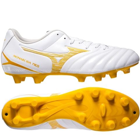 Giày đá bóng cỏ tự nhiên Mizuno Monarcida Neo III Select FG - White/Gold P1GA262550