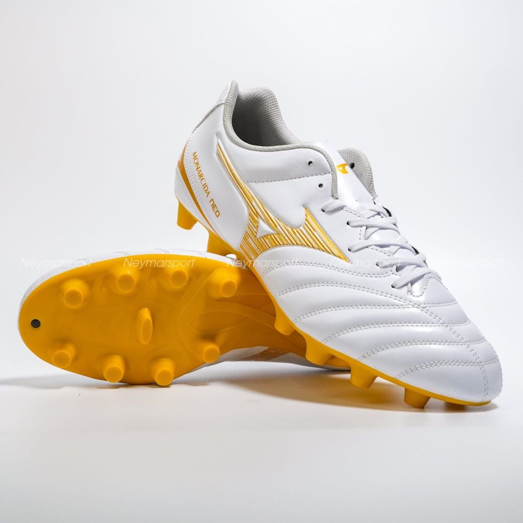 Giày đá bóng cỏ tự nhiên Mizuno Monarcida Neo III Select FG - White/Gold P1GA262550