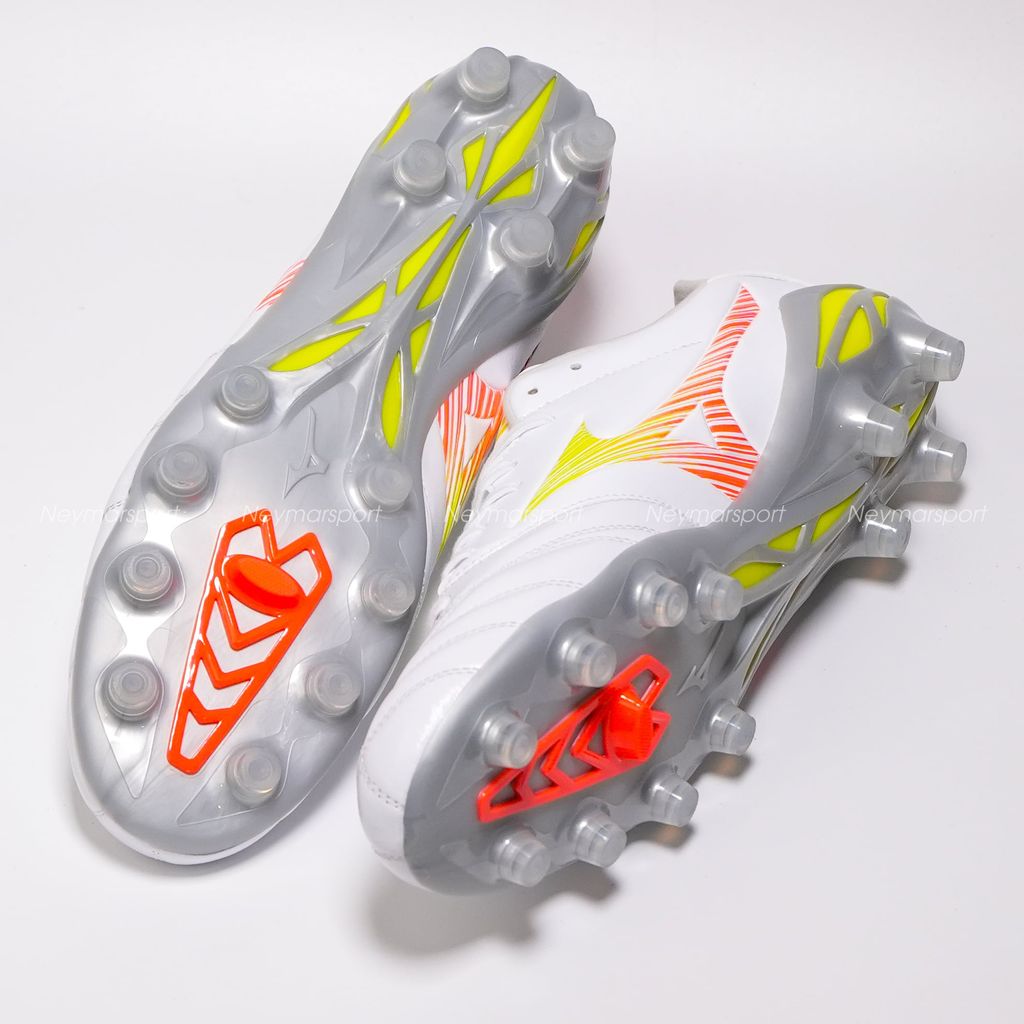 Giày đá bóng cỏ tự nhiên Mizuno Morelia Neo V Pro FG Prism White - White/Evening Primrose/Lava Orange P1GA268454