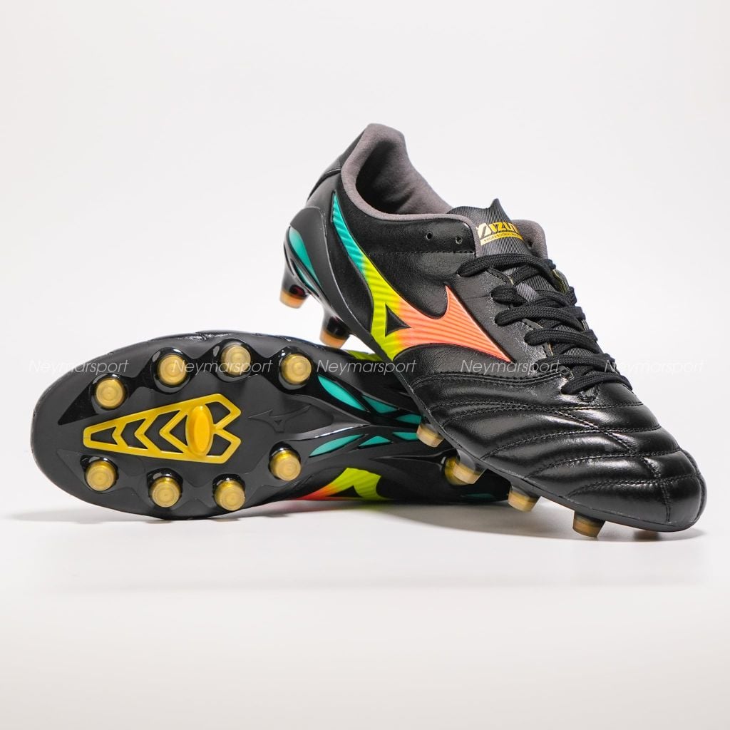 Giày đá bóng cỏ tự nhiên Mizuno Morelia Neo V Pro FG Bright Black - Black/Lava Orange/Arcadia P1GA268400