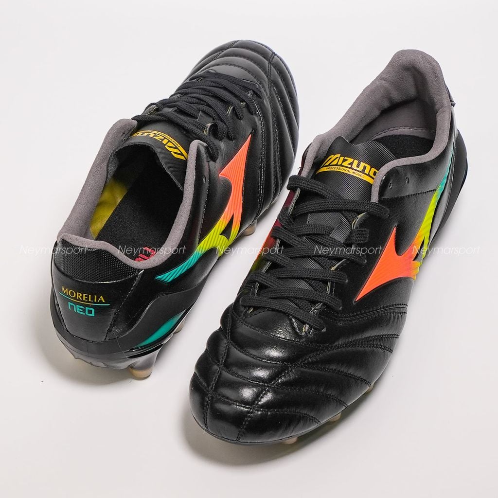 Giày đá bóng cỏ tự nhiên Mizuno Morelia Neo V Pro FG Bright Black - Black/Lava Orange/Arcadia P1GA268400