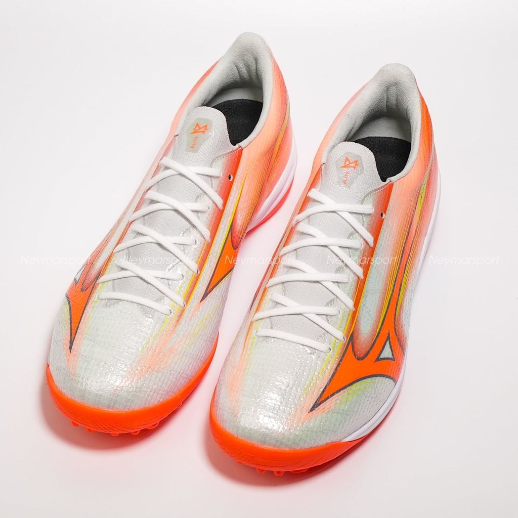 Giày đá bóng cỏ nhân tạo Mizuno Alpha III ELITE TF Prism White - White/Lava Orange/Evening Primrose P1GD266254