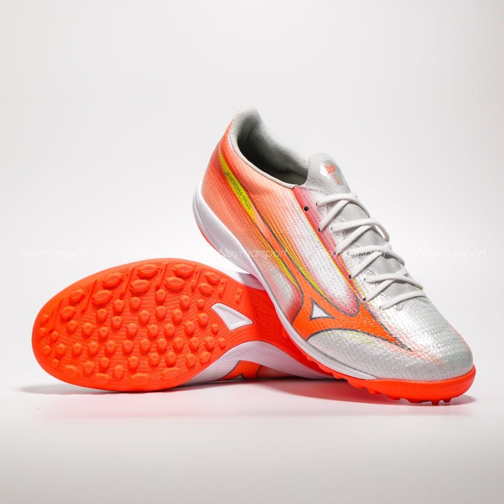 Giày đá bóng cỏ nhân tạo Mizuno Alpha III ELITE TF Prism White - White/Lava Orange/Evening Primrose P1GD266254
